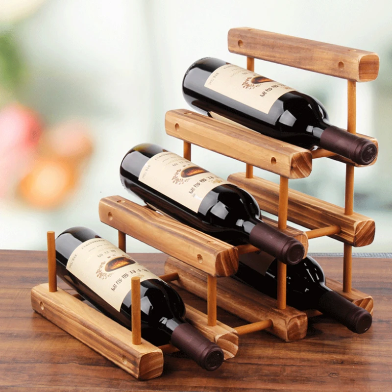 Wine Rack Simple Style Solid Wood Red Wine Rack Decoration Home Wine Bottle Display Rack Living Room Bar & Cabinets #050D