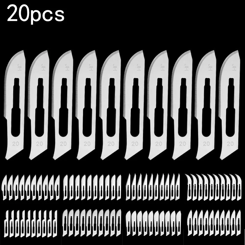 10#-24# Type Blades 20pcs Blades Carving Engraving Metal Set Silver Tool Wood High Quality New Practical Useful