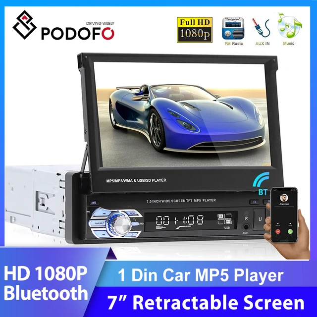 Radio de coche 1 Din, reproductor Multimedia estéreo de Audio HD,  Bluetooth, MP5, autorradio, pantalla táctil, pantalla Digital, USB, SD, FM