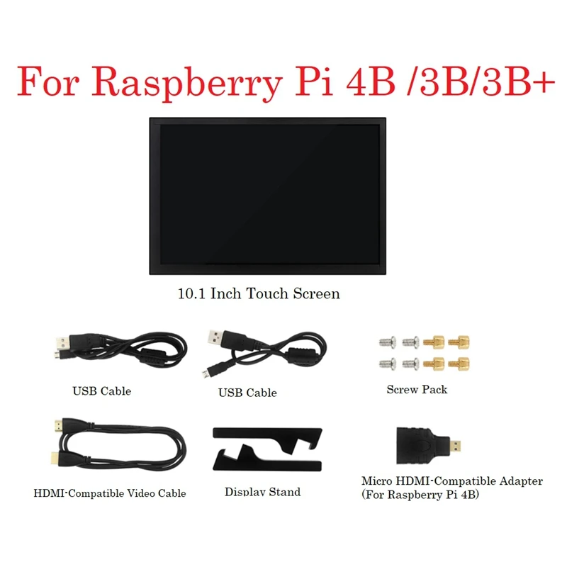 

10.1 Inch For Raspberry Pi 4B/3B+/3B IPS Touch Screen Capacitive Monitor 1280X800 LCD Display With Holder PC Drive Free