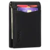Genuine Leather Mens Wallet with money clip Slim with Metal Clips Money Holder Billfold with Money Clip 3