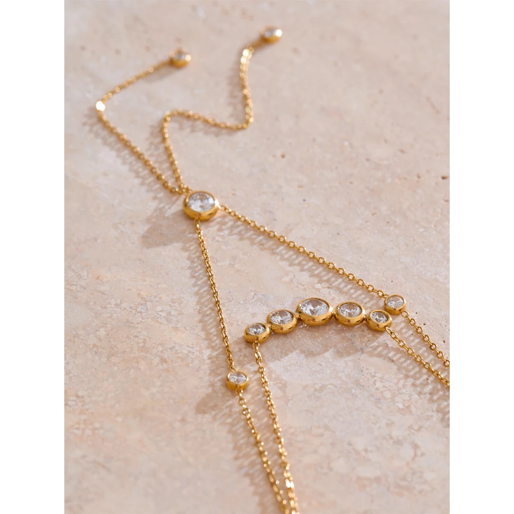 Yhpup Necklace Double-Layer Chain Drop Tassel for Women