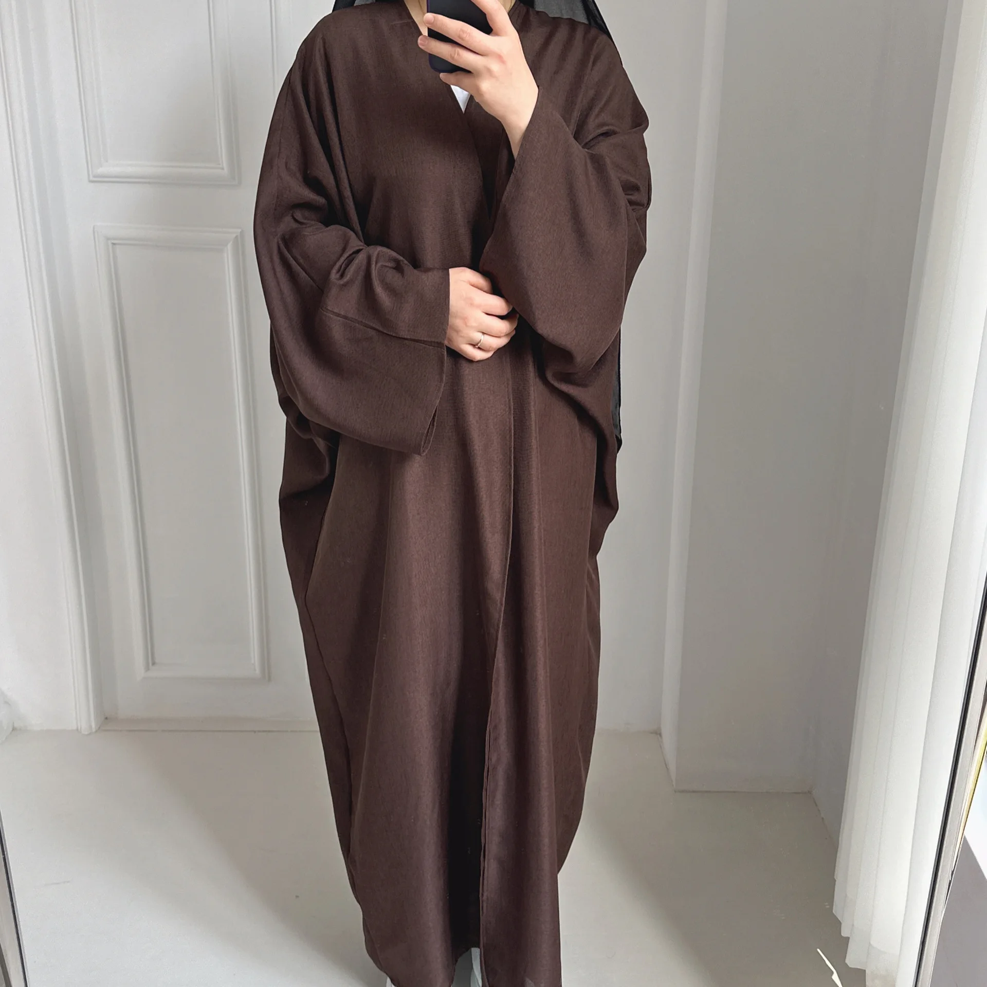 Summer Casual Open Abaya for Women Cotton Linen Plain Islamic Long Dress Muslim Kaftan Kimono Abayas Dubai Modest Party Outfit