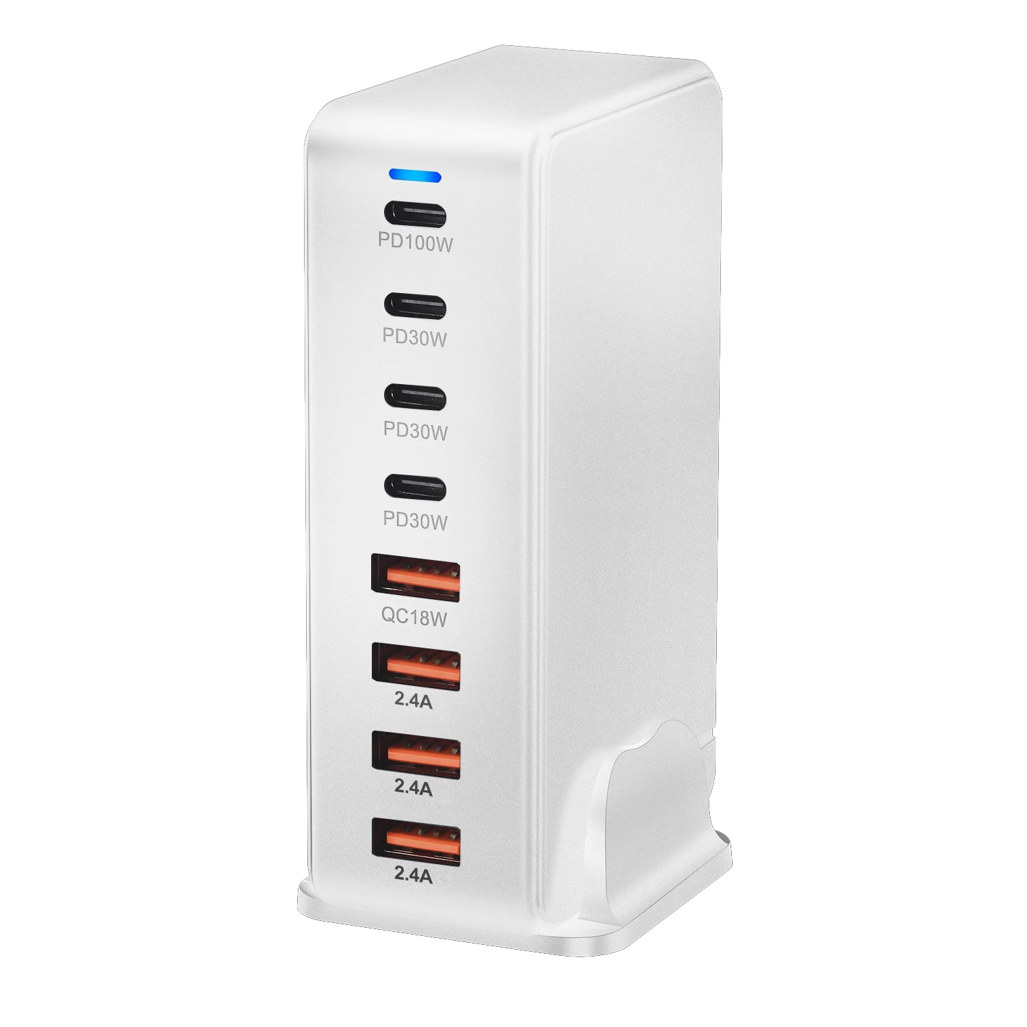 240W Desktop Charging Station 4 USB Type C USB Type A Charger 8 Ports For iPhone15 PD Fast Charger For Laptop Tablet