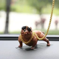 Pitbull Dog Figurine - Chic Dashboard Accent Decor (Brown)