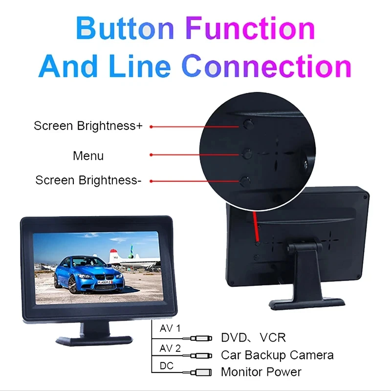 4.3Inch Rear View Camera Monitor Screen Reversing Camera for Car Parking Parking System for Vehicle Easy Installation car display monitor car rear view camera