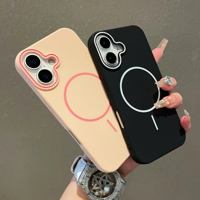 Magnetic Shockproof Liquid Silicone Phone Case with Wireless Charging Compatibility