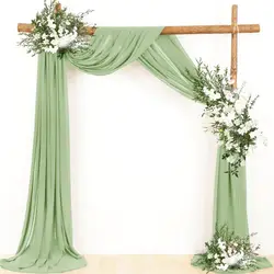 Elegant Dark Green Chiffon Wedding Arch Draping Fabric for Ceremony Reception Backdrop and Party Decor (Sage Greem)