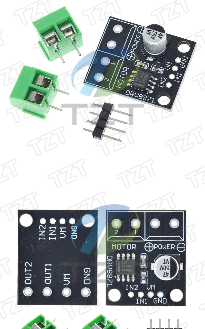 DRV8871 H-Bridge Brushed DC Motor Driver Breakout Board für Arduino, PWM-Steuerung, 3,6 A max. interner Stromsensor, 6,5 V bis 45 V – Detail 6