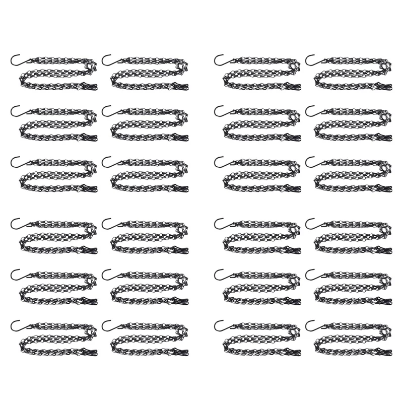 

24 Pack Hanging Chain, HEAVY DUTY 50Cm Hanging Flower Basket Replacement Chain -3 Point Garden Plant Hanger