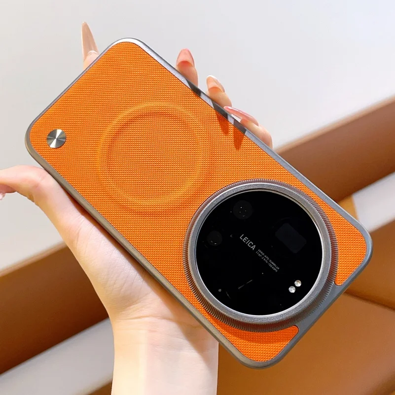 Luxury Textured Leather Case with Magnetic Ring Protective Cover