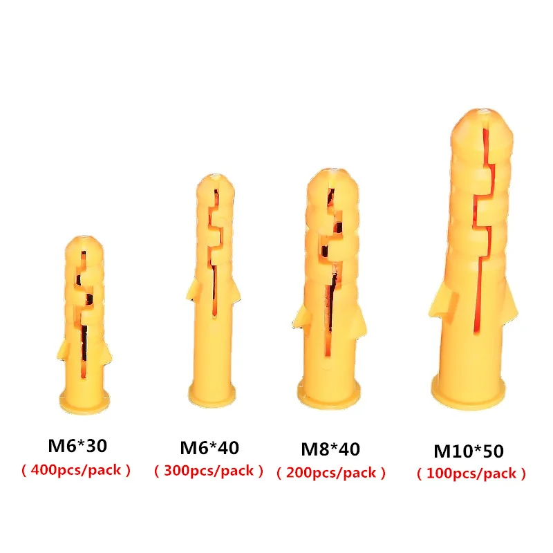 Plastic expansion pipe M6*30mm M8*40mm rubber plug plastic pipe nylon column expansion screw anchor plug wall plugs