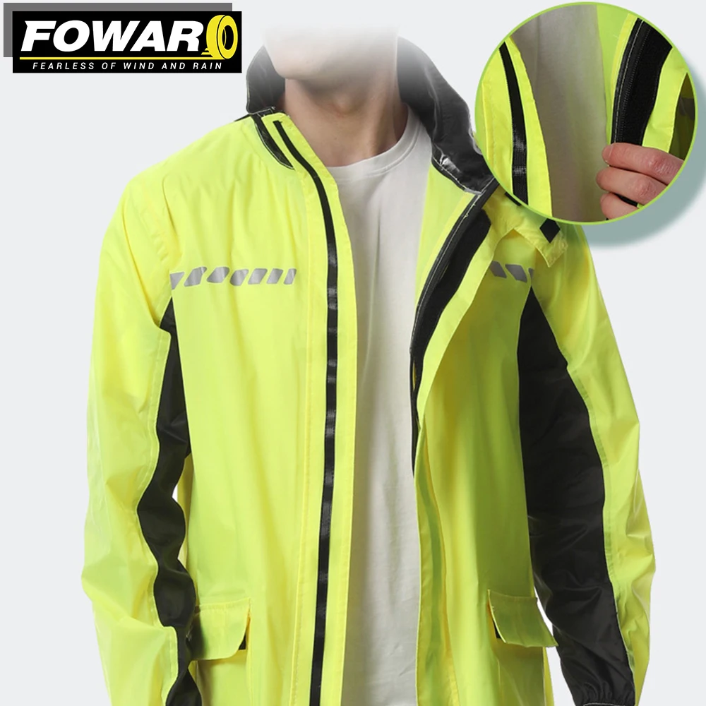 MotorcycleRainJacketPantsSuitReflectiveWaterproofCapImpermeable