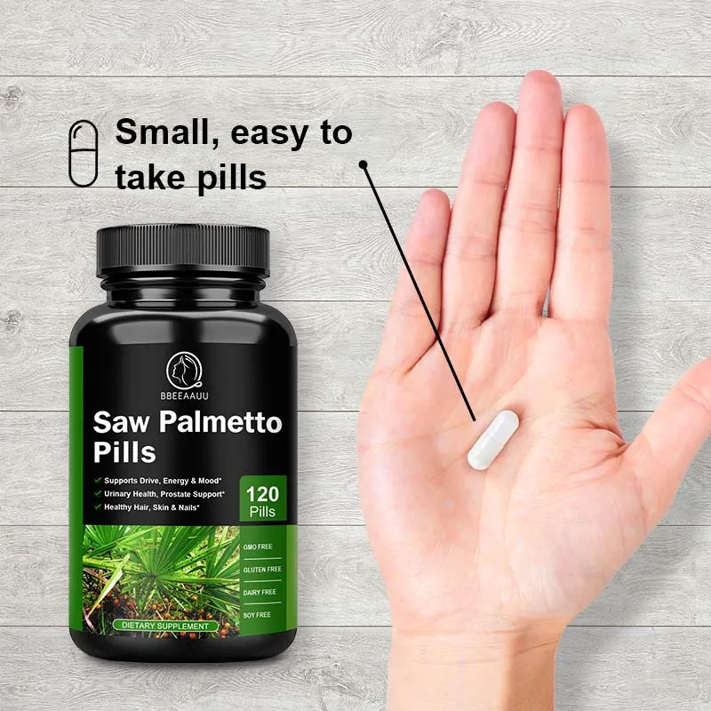 Saw Palm Capsule Support Prostate Health Supplement Growth Hair Booster Reduce Frequent Urination Help Sleep