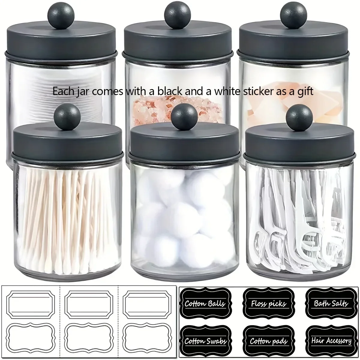 1pc-Dispenser Apothecary Jars Bathroom Jar Black Holder