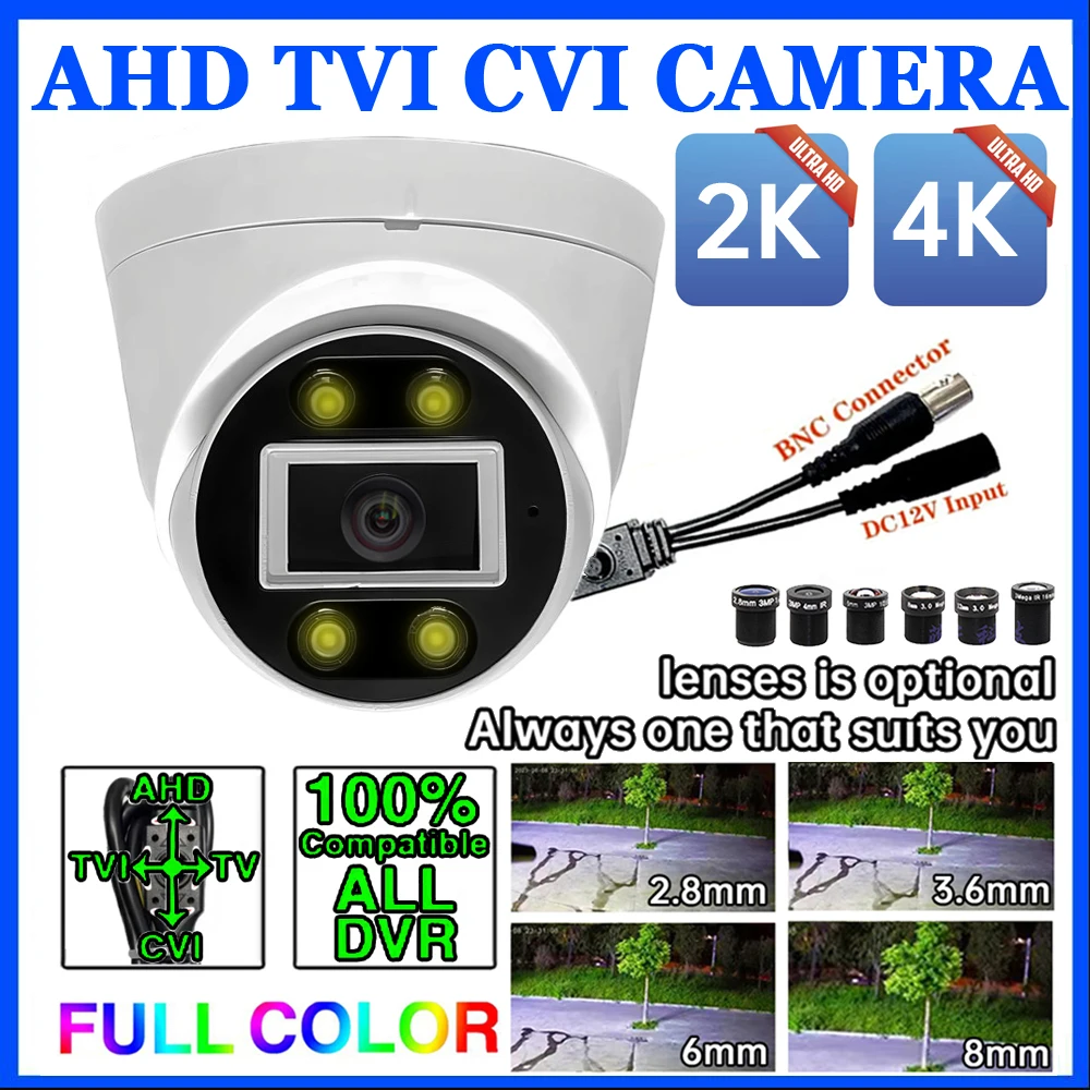 プラグアンドプレイ CVBS/TVI/CVI AHD 4in1 ドーム CCTV 8MP 5MP 4MP ウルトラ HD フルカラーカメラオートライトセキュリティ屋内家庭用/軒