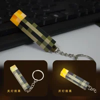 Minecrafte Cartoon MC KeyChain Torch Luminous Keychain My World Brownstone Torch Lamp Backpack Pendant Men Women Jewelry Gifts 4
