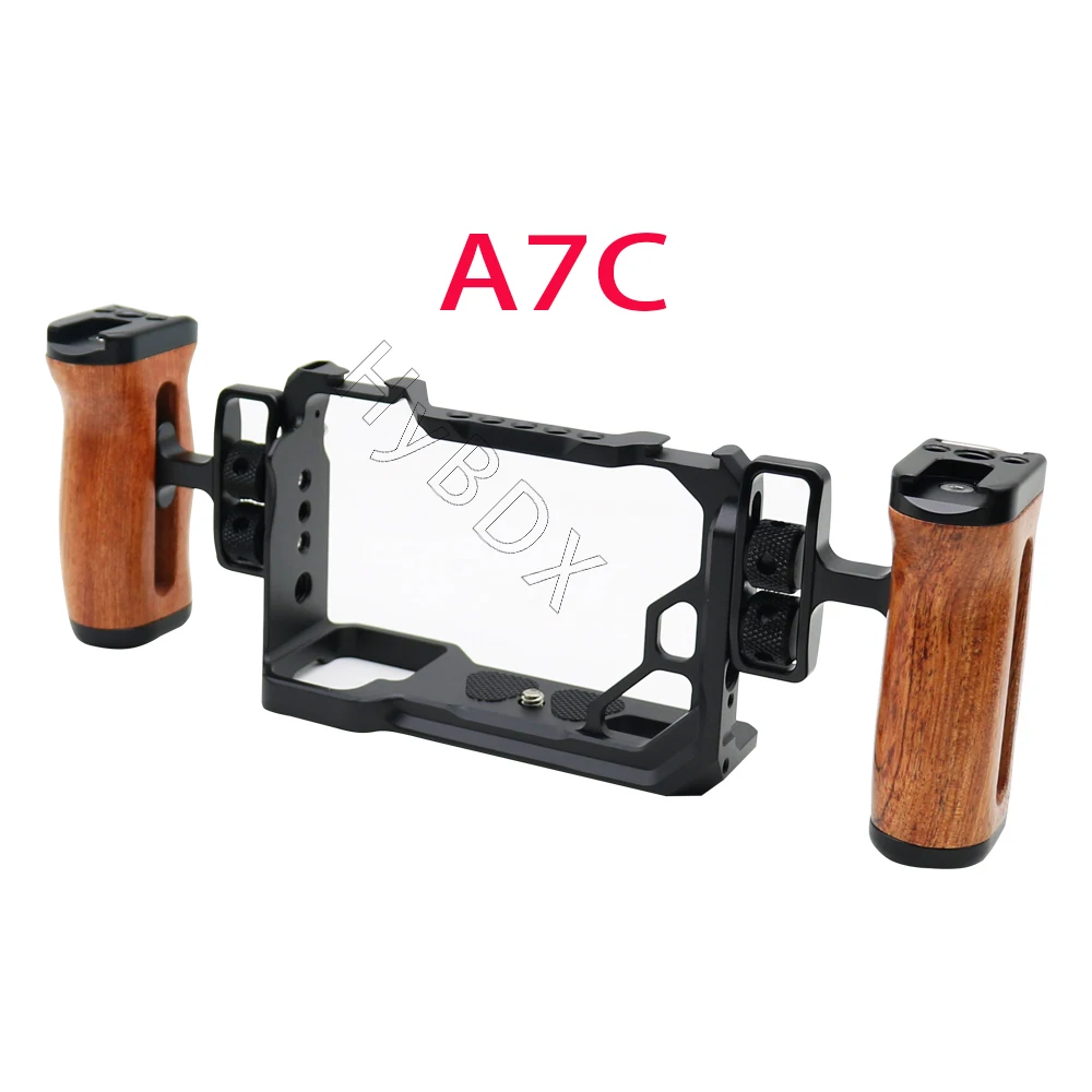 Universal Camera Cage Left /Right  Side Handle for Sony Canon Nikon Camera Cage Wooden Handle Grip Cold Shoe for Mic Video Light telephoto lens