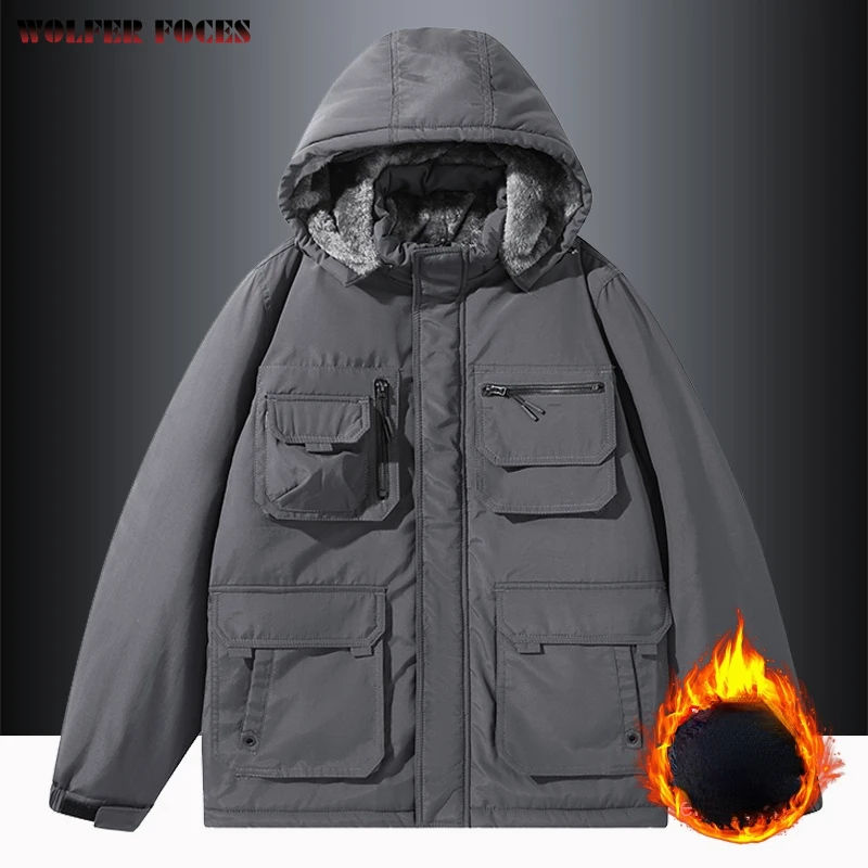 Men's Bomber Tactical Coat Winter Thickened Multi Pocket Work Clothes Outdoor Windproof Waterproof And Warm Functional Jackets