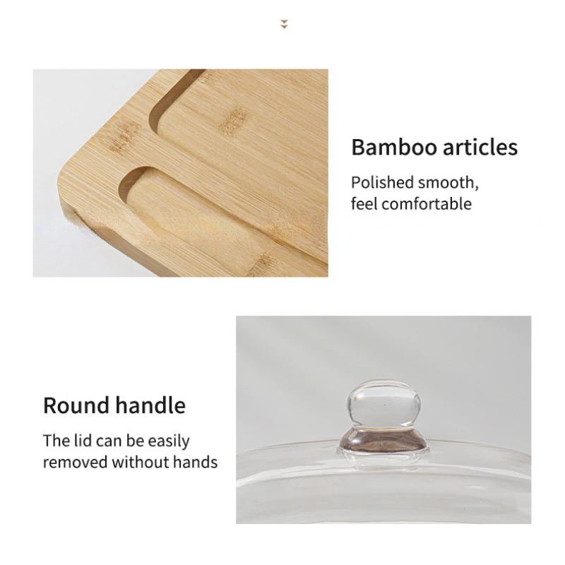 Wood Butter Dish With Glass Lid And Knife