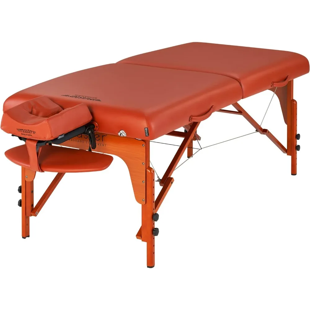 Master Massage 31" Santana Pro Portable Massage Table Package, Memory Foam Cushioning, Reiki Leg Panels, Mountain Red