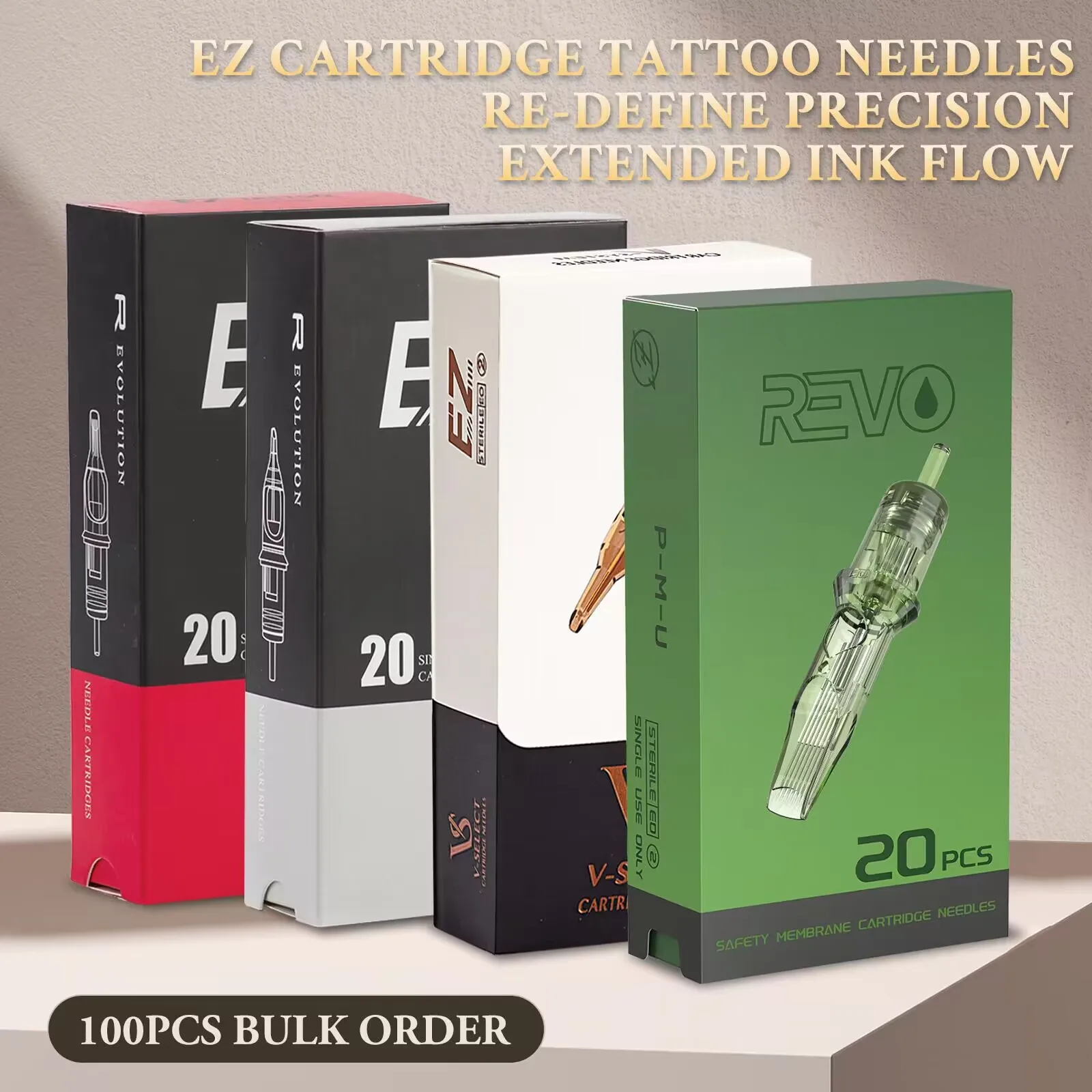 

100pcs Mixed EZ Tattoo Cartridges Needles kit RL RS M1 CM Disposable Sterilized Safety for Wireless Tattoo Machine Pen Supply