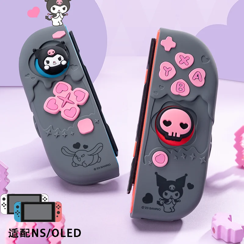 

Sanrio Kuromi Cinnamoroll Pochacco Switch Ns/oled Handle Protective Case Anti-fall Digital Accessories Cute Anime Figure Gift