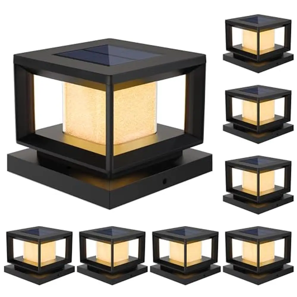 Solar Fence Cap Lights 8 Pack Outdoor Waterproof Deck Post Lights with Diamond Shinning Effect Fits 4x4 5x5 6x6 Wooden Vinyl