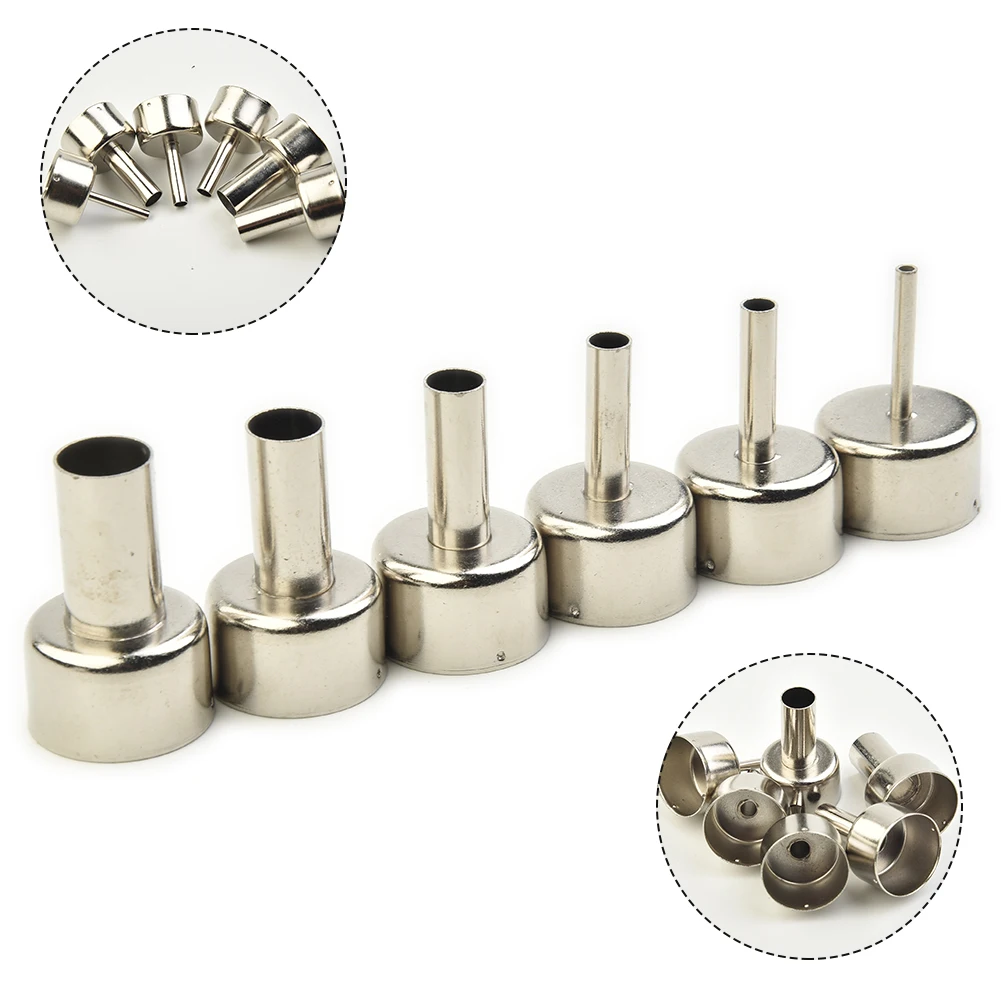 

Hot Air Tool Nozzle High qualit Soldering Station Welding Heat Resistant Silver Stainless steel Universal Sprayer 6pcs Accs Tool