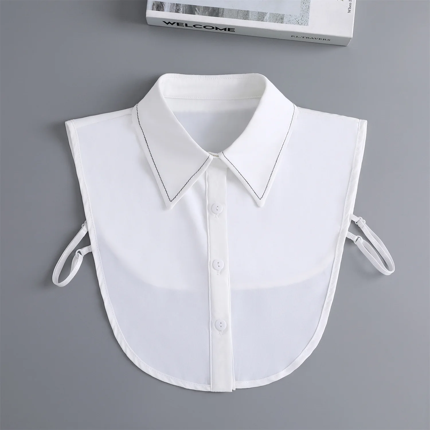 

Женская рубашка с лацканами, однотонная полурубашка с ложным воротником, со съемным воротником, искусственная шаль, цвет белый/черный