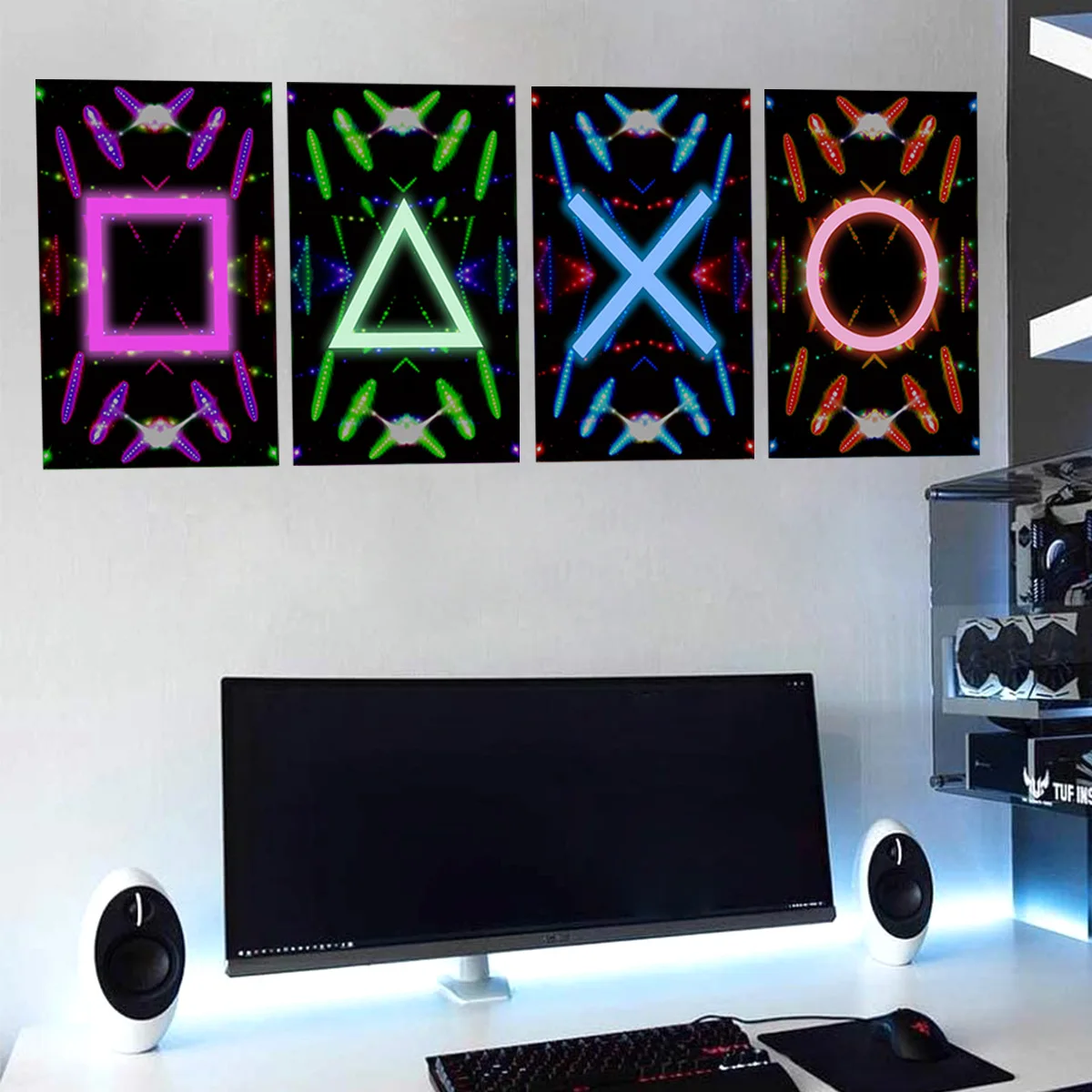 

4pcs Creative Personality Symbol Wall Stickers Game Room E-sports Room Wall Stickers Home Decoration Mural Wall Stickers Atw8030