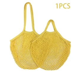 Eco - Friendly Reusable Mesh Grocery & Produce Storage Bags with Long Handles - L - 25X35X35 (Yellow)