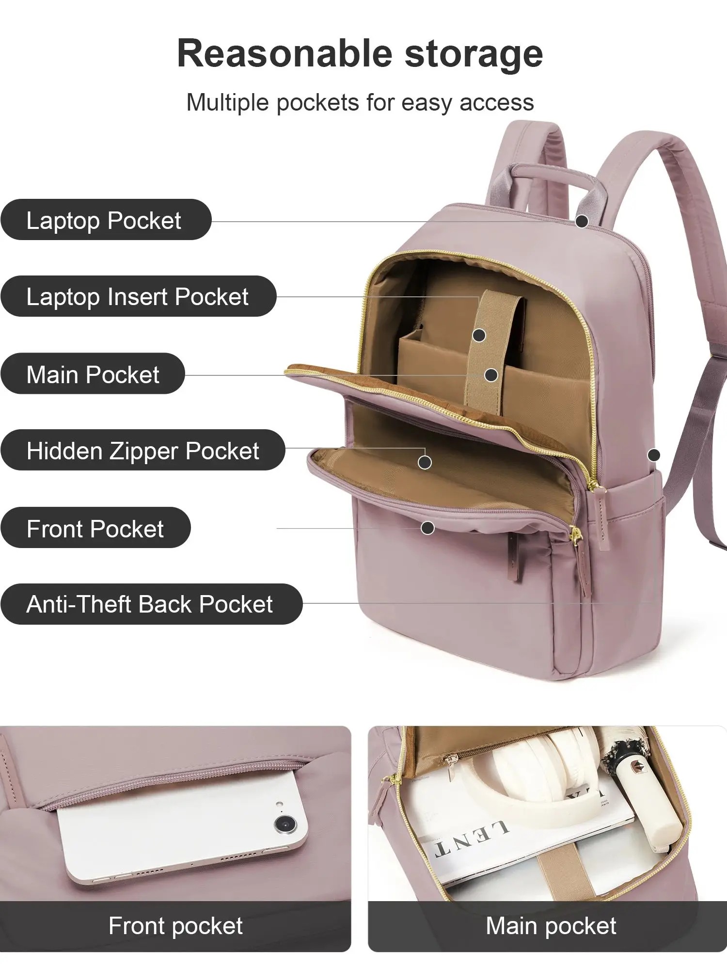 Travel Backpack for Women Business Work Teacher Backpack Laptop Shoulder Bag College Student Girl School Backpack Storage Bag 2