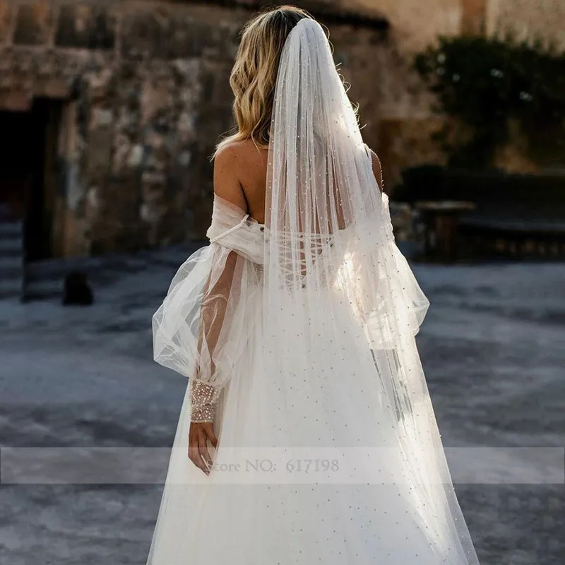 black wedding dresses 2022 Sweetheart Puff Sleeve Wedding Dress Beads Spaghetti Straps A-Line Tulle Lace Up Back Bridal Gowns plus size wedding dresses