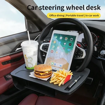 Tavolino Multifunzionale per Volante Auto, Vassoio per Computer da Auto, Scatola Portaoggetti per Sedile Auto, Accessorio per Auto e Ufficio