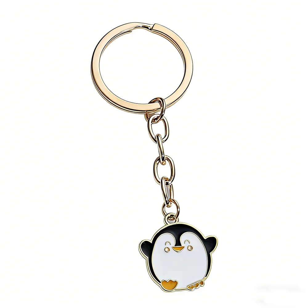 1 Stück Bestseller Kawaii Pinguin Schlüsselanhänger Niedlicher Tier-Emaille-Charm Schlüsselring Taschenaccessoire für Frauen und Teenager – Detail 1