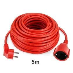 Durable Red Power Strip Extension Cord with 16A Schuko Outlets - Indoor/Outdoor Use, 4000W Capacity - EU Plug (PC001 - 5m Cord)