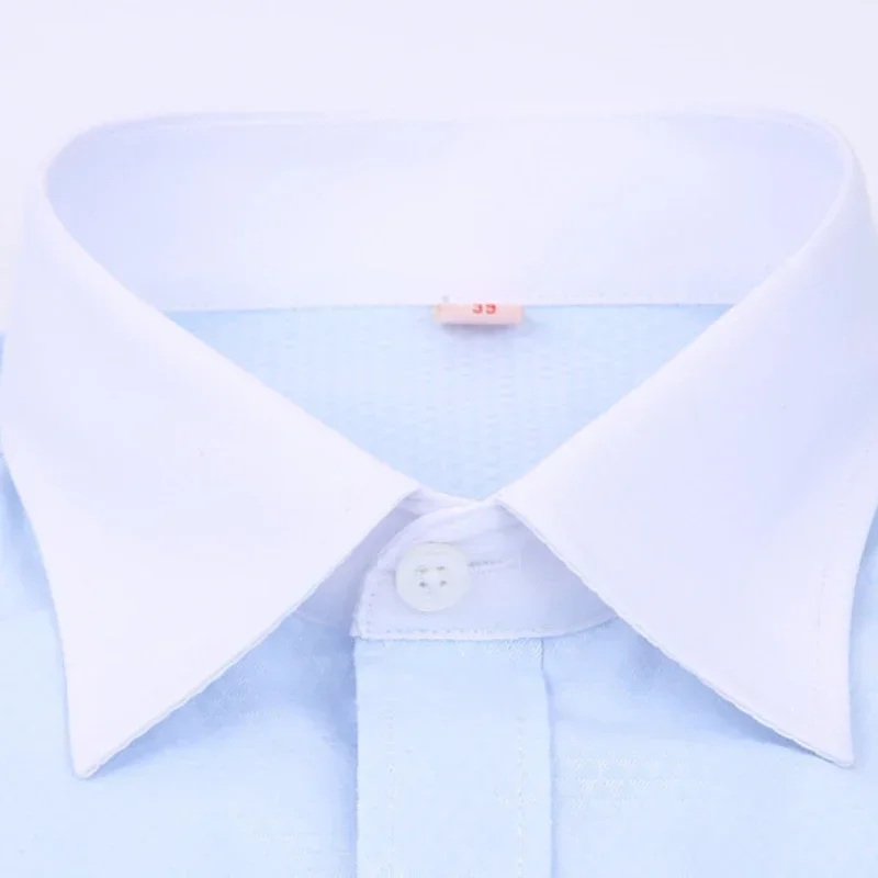 2023 Men French Cufflinks Shirts White Collar Design Solid Color Jacquard Fabric Male Gentleman Dress Long Sleeves Shirt