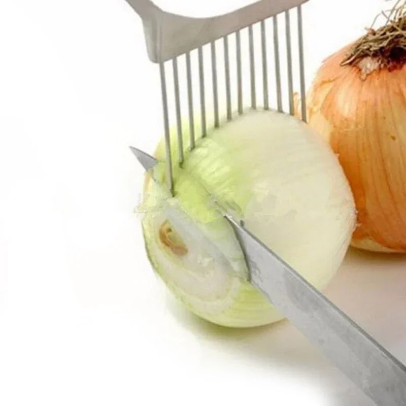 Stainless Steel Onion Needle Onion Fork Vegetables Fruit Slicer Tomato Cutter Cutting Safe Aid Holder Kitchen Accessories fruit slicer onion slicer holder onion slicer vegetable slicer vegetable cutter potato slicer apple slicer apple cutter food slicer