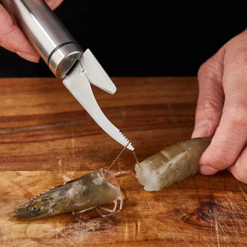 Seafood Tools Stainless Steel Shrimp Stripper Shrimp Line Cutter Shrimps Lobster Line Shell Clean Knifes Kitchen Tool Accessorie