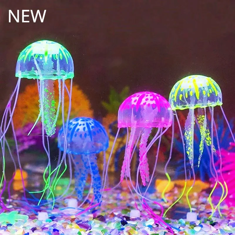 

Artificial Swim Glowing Fluorescent Jellyfish Aquarium Decoration Fish Tank Underwater Plant Marine Aquatic Landscape Ornament