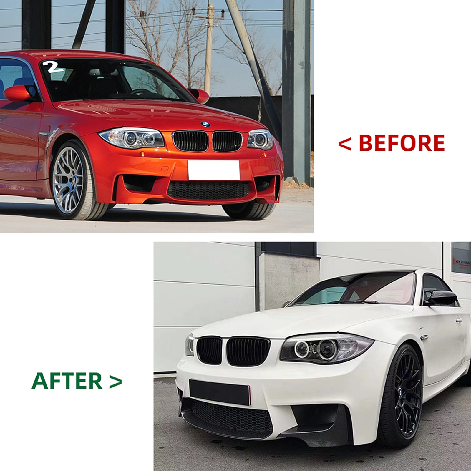 프론트 범퍼 사이드 스플리터 커버 립 로어 스포일러, 에어 벤트 트림, BMW 1 시리즈 E82 1M 2011-2013