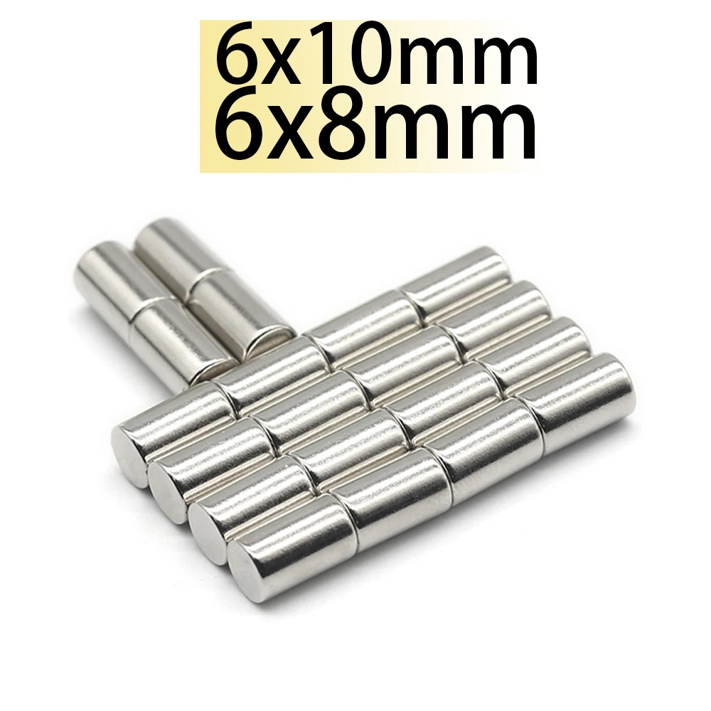 6×10 6x8mm Round Magnet  N35 Super powerful middle Neodymium 6*10 6*8mm  Magnets for door Search Magnetic Fridge wholesale