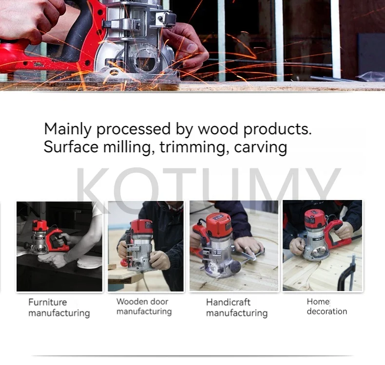 1316-1 Portable Woodworking Engraving Machine Slotting Machine 220V/1300W Trimming DIY Electric Wood Milling Tool