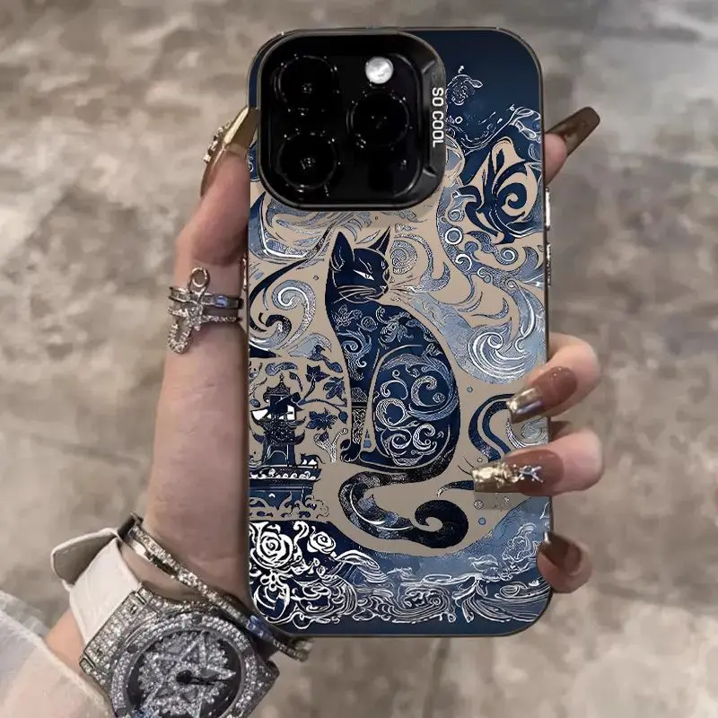 Y2K Cartoon Cute Black Cat Matte Phone Case
