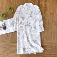 2026 Japanese Spring/Summer Kimono Women's Bathrobe 100% Cotton Crepe Kimono Nightgown Cute Home Robe Bath Robe Robes For Women - Image 4