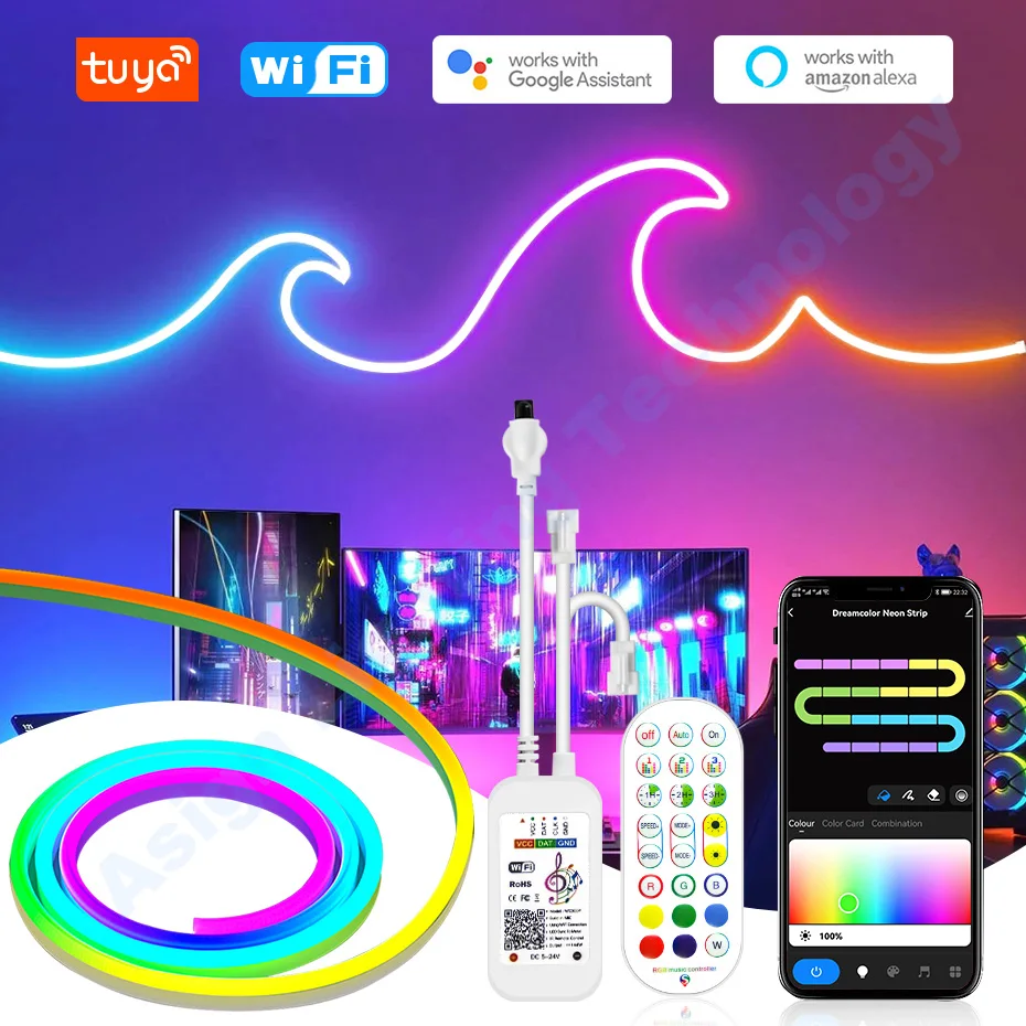 Tira Led De Neón De 5 M Con Aplicación Wifi Y Contador | Cuotas Sin Interés