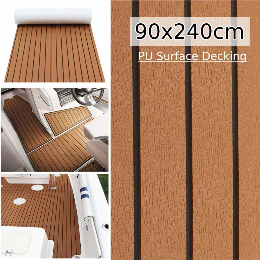 BETOVV Tapis de sol antidérapant en EVA avec motif droit et faux teck pour yacht, bateau