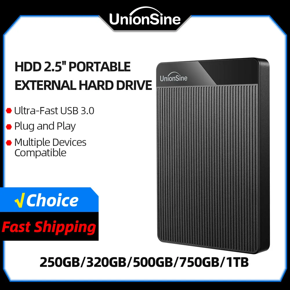 UnionSine HDD 2.5" Portable External Hard Drive 320gb/500gb/750gb/1tb USB3.0 Storage Compatible for PC, Mac, Desktop,MacBook