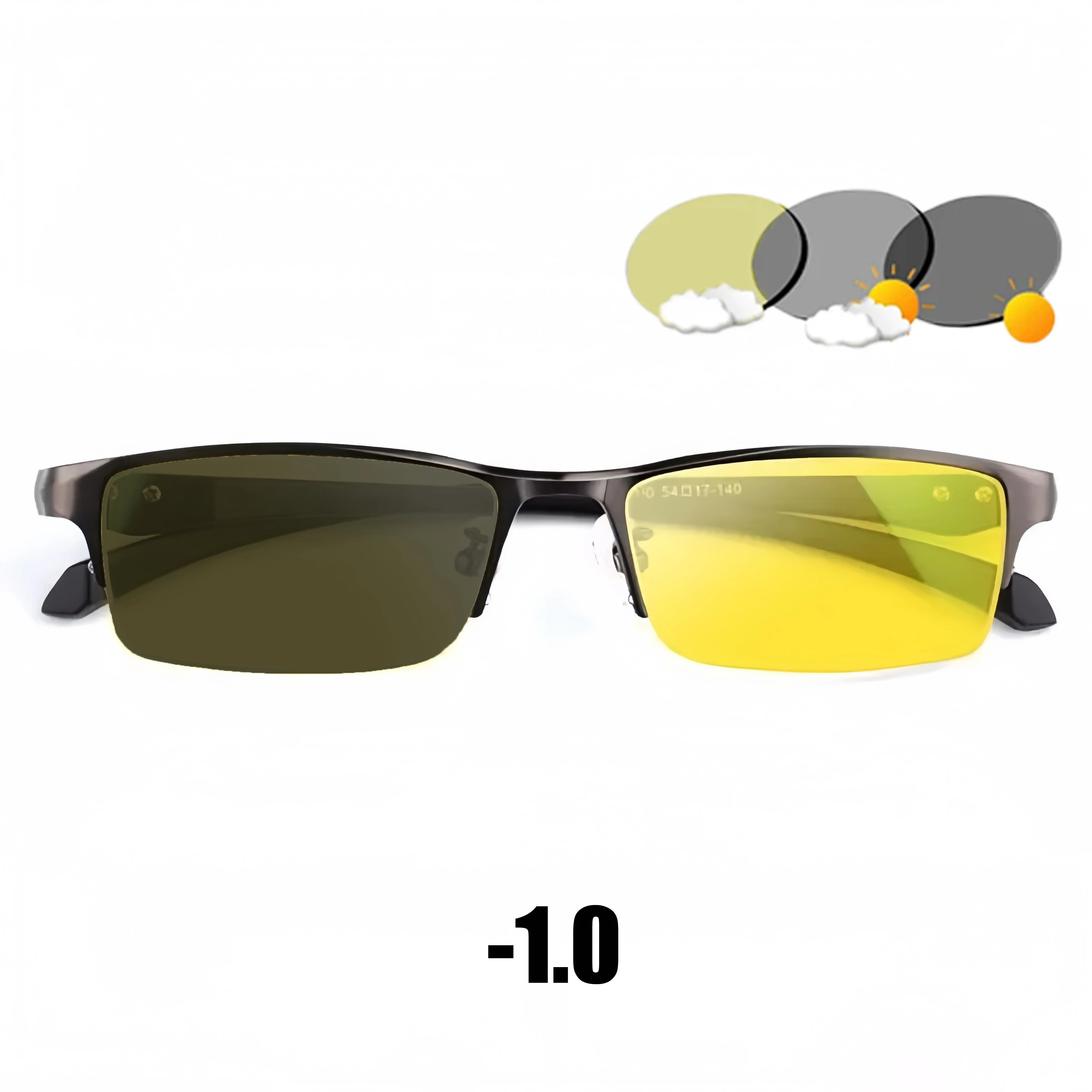 Photochromic Anti-Glare UV Protection Half-Frame Driving Eyewear